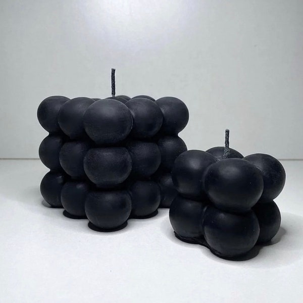 Jet black big bubble and mini small bubble handmade home decor geometric candle bubble set