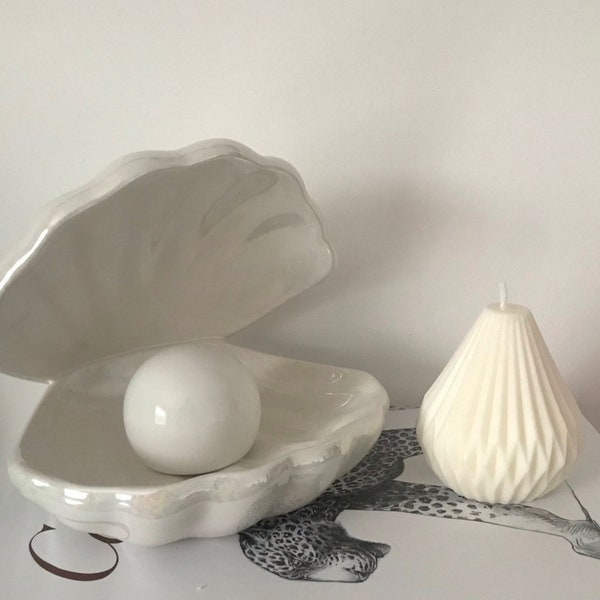 Lámpara de ostra perla blanca luz mesa auxiliar luz nocturna luz de estado de ánimo decoración única del hogar