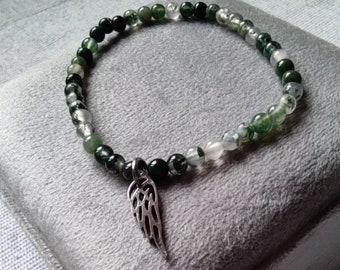 Moosachat Armband 4 mm Edelstein - Heilendes Armband - Heilende Energie - zierliches Kristall Armband - spirituelle Geschenke - echter Kristall