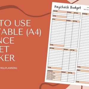 INSTANT DOWNLOAD! Budget Overview Template Printable, Financial Budget Printable, Budget Binder, Budget Planner, Budget Template A4 PDF