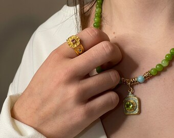 Collar de ágata y peridoto