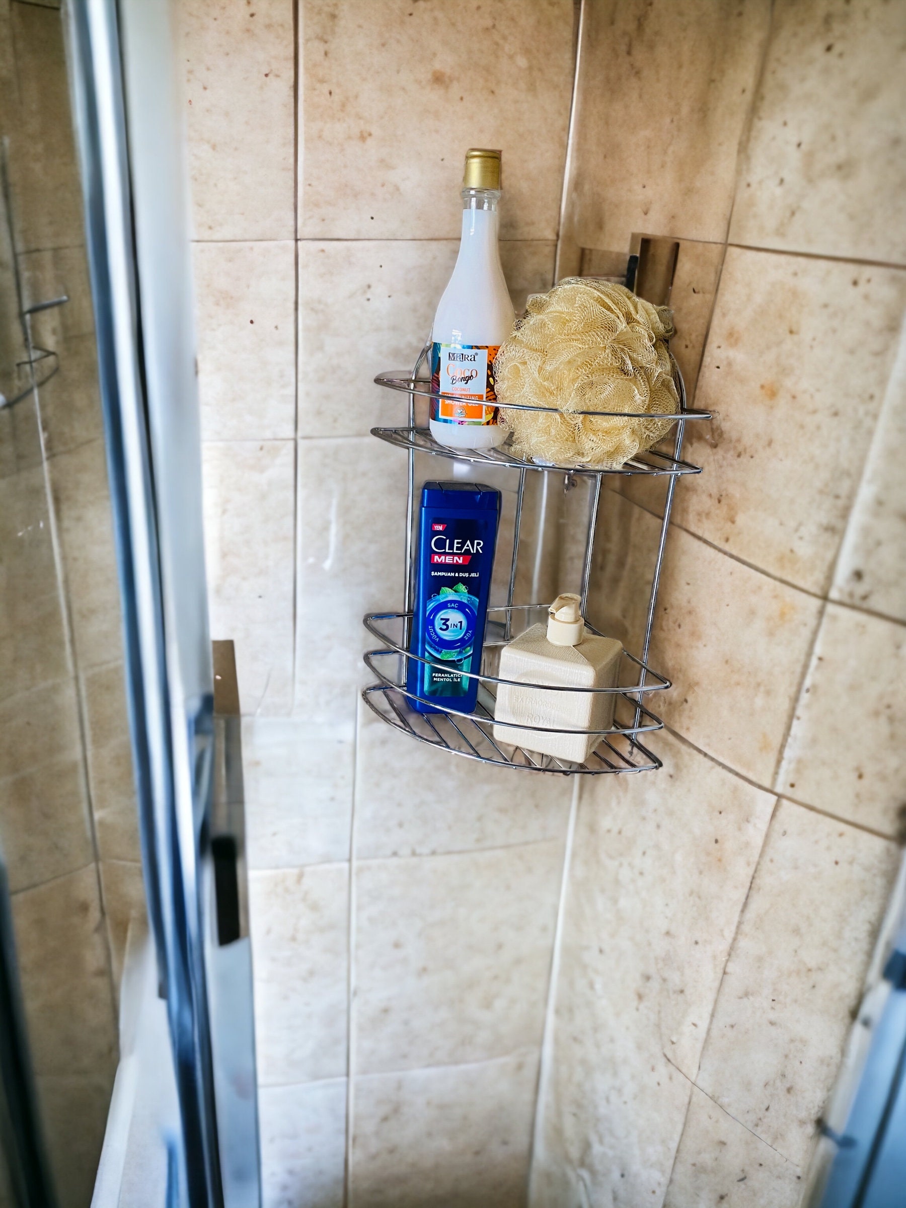 Adhesive Shower Caddy Shower Organizer Shelf Build in Shampoo Holder