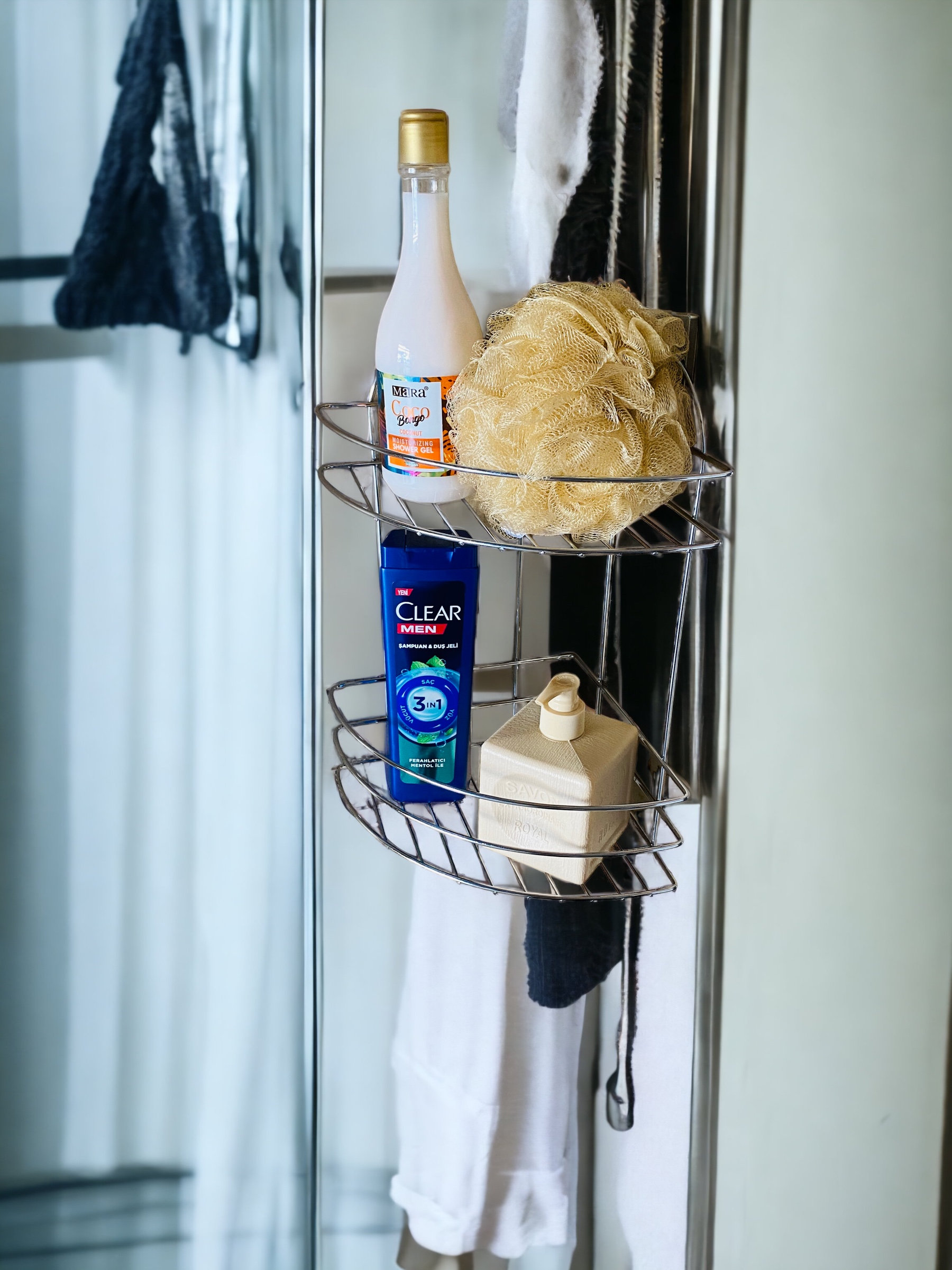 Corner Shower Caddy, 1 Pack Self Adhesive Bathroom Organizer, No Drilling Bathroom  Storage Shelves Shower Rack, Wall Mounted Shampoo Holder Rack for RV  Apartment Kitchen (1 Pack-Black) 