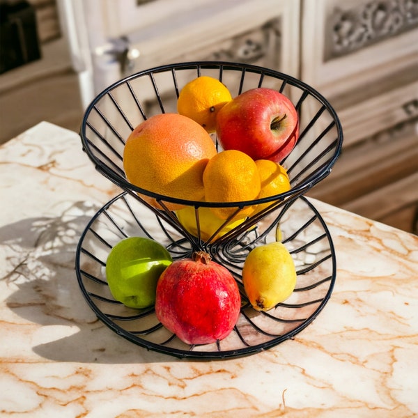 Metal Wire Fruit Basket, Metal Fruit Bowl for Kitchen Counter Modern Metal Wire Vegetable Basket for Bread Bowl, Fruit Bowl, Gift For mom