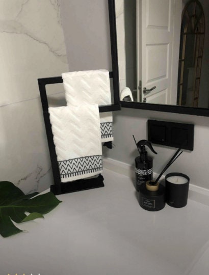 Bathroom Towel Rack Black Towel Holder Towel Drying Rack - Etsy