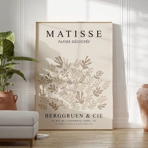 Neutral Matisse Print, DIGITAL DOWNLOAD, Matisse Cut-Outs Print, Exhibition Poster, Abstract PRINTABLE Wall Art, Beige Wall Decor.