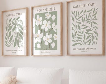 Sage Green Botanical Prints Set: Calming Gallery Wall Art (Digital Download)