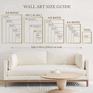 Guía de tamaños de arte de pared, Guía de tamaños de marcos, Guía de tamaños de carteles, Tabla de tamaños de impresión, Guía de tamaños de impresión digital, Guía de proporciones de arte de pared, cm pulgadas