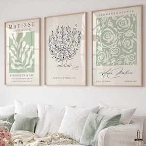 Sage Green Matisse Print Set of 3, Sage Green Wall Art, Flower Market Print, Digital Download