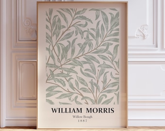 William Morris Weidenzweig Druck, Salbei Grün Botanisches Blatt Poster, Japandi Wanddekoration, Vintage Ausstellungskunst (Digitaler Download)