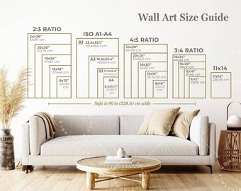 Wall Art Size Guide, Frame Sizes Guide, Poster Size Guide, Print Size Chart, Digital Print Size Guide, Wall Art Ratio Guide, Art Size Guide