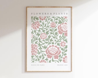 Bloemenmarktprint: matisse-poster blushroze en saliegroen (digitale download)