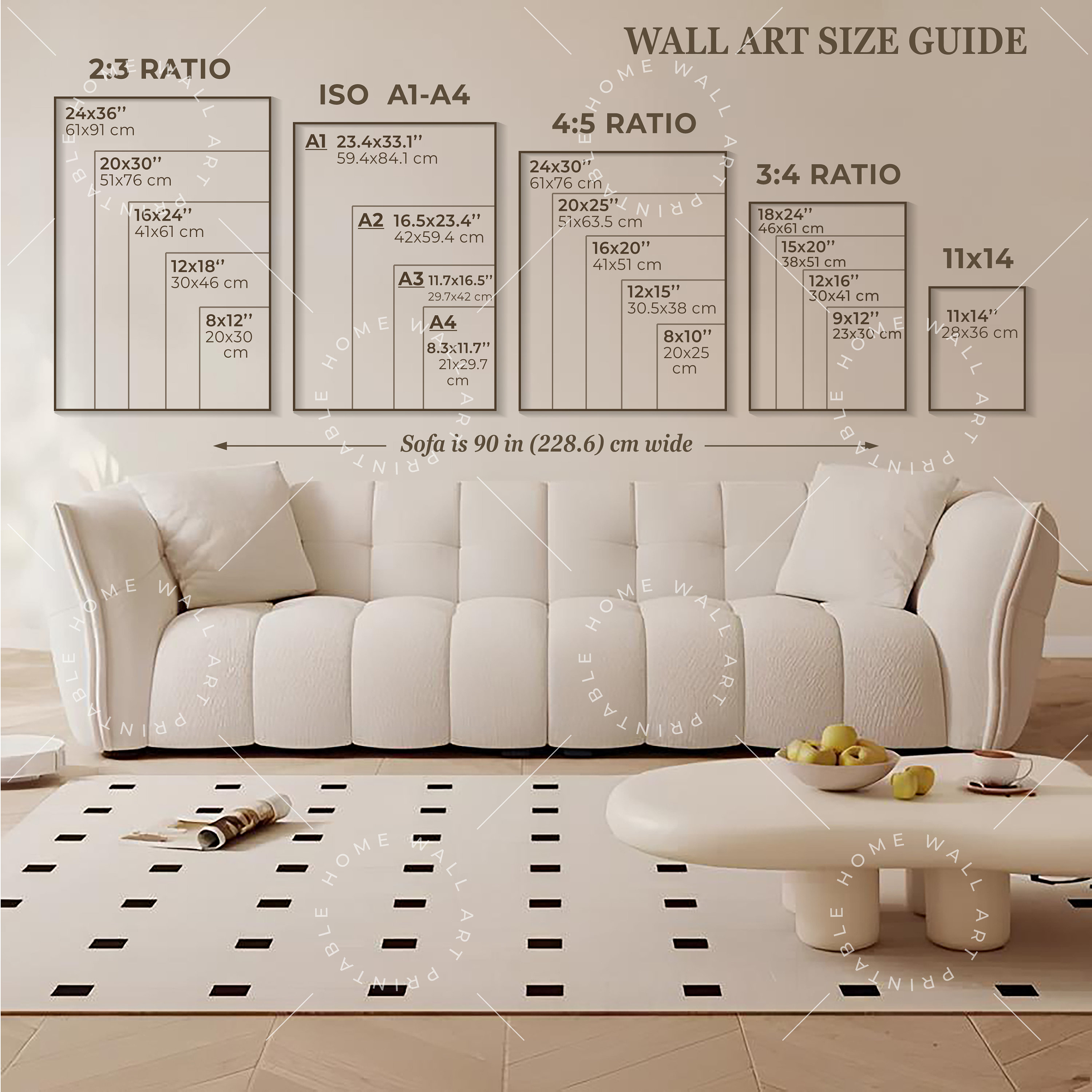 Wall Art Size Guide: Poster, Photo & Canvas Sizes (JPG) - Etsy