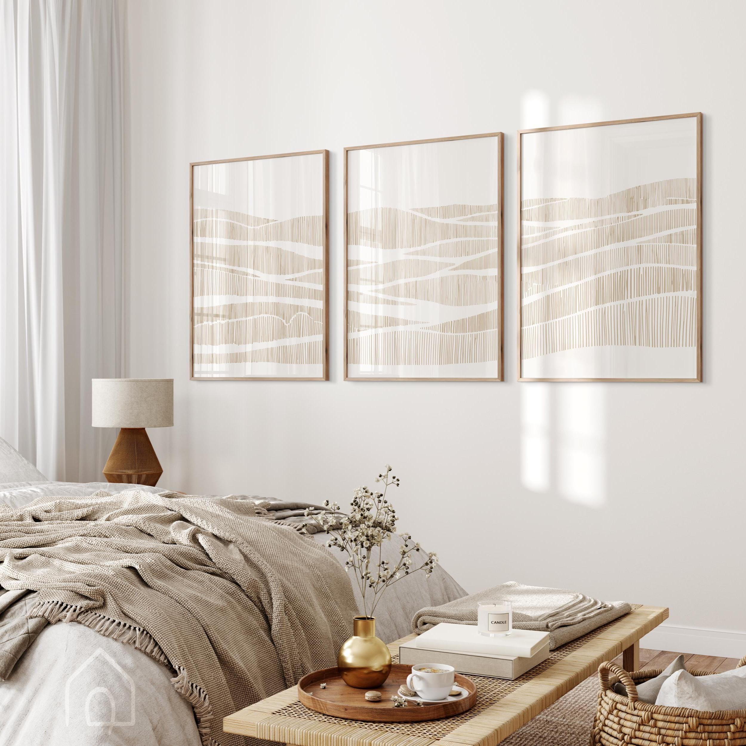 Minimalist Neutral Wall Art Set of 3, Abstract Wavy Hatch Prints ...