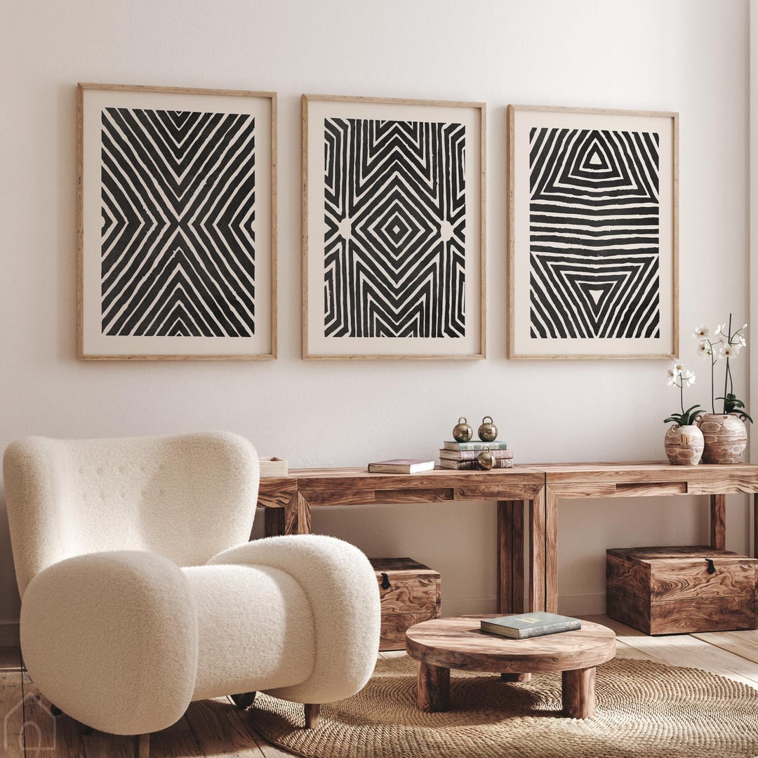 Abstract African Line Art Set, Minimal Afrocentric Wall Prints, Modern ...
