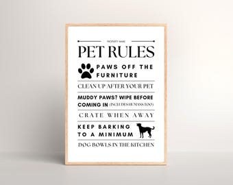 Huisdiervriendelijke Airbnb-borden, poster met huisregels voor vakantiewoning en VRBO (canvasjabloon)