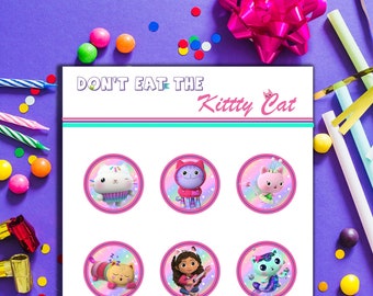 Cat Dollhouse Don't Eat the Kitty Cat game - Printable Gabbys party game - Printable dollhouse Don't Eat Pete birthday game - Cat party game