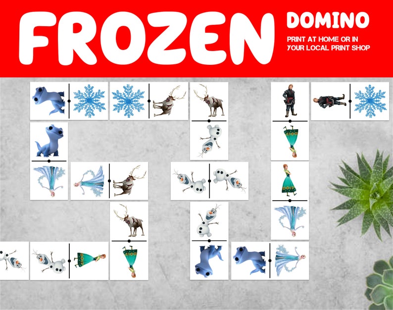 Frozen Dominoes Printable Frozen Domino Game Frozen Domino Etsy