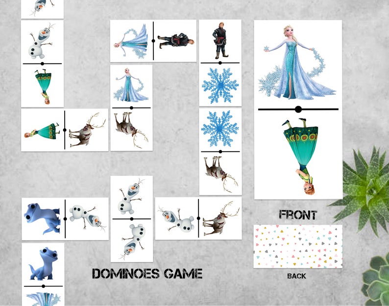 Frozen Dominoes Printable Frozen Domino Game Frozen Domino Etsy