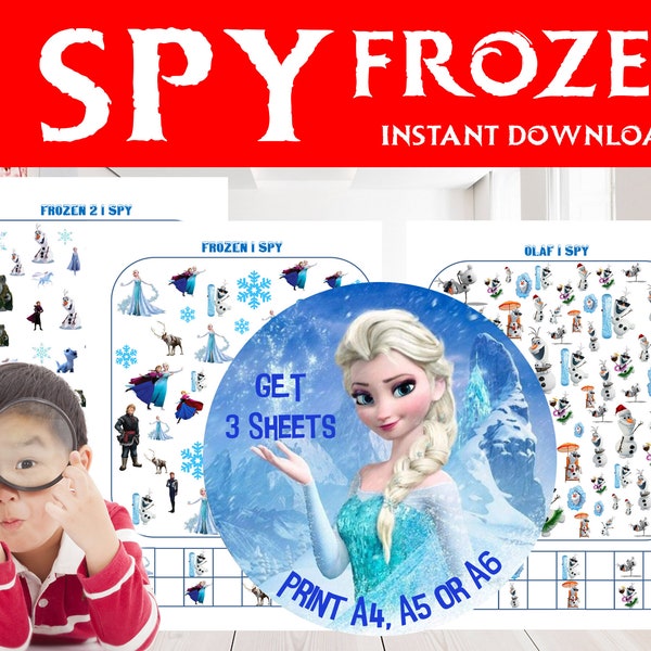 I Spy Frozen game - Frozen I Spy Counting Activity - Frozen Look and Find game - Frozen Birthday Favor - Seek and Find Elsa Anna Olaf game