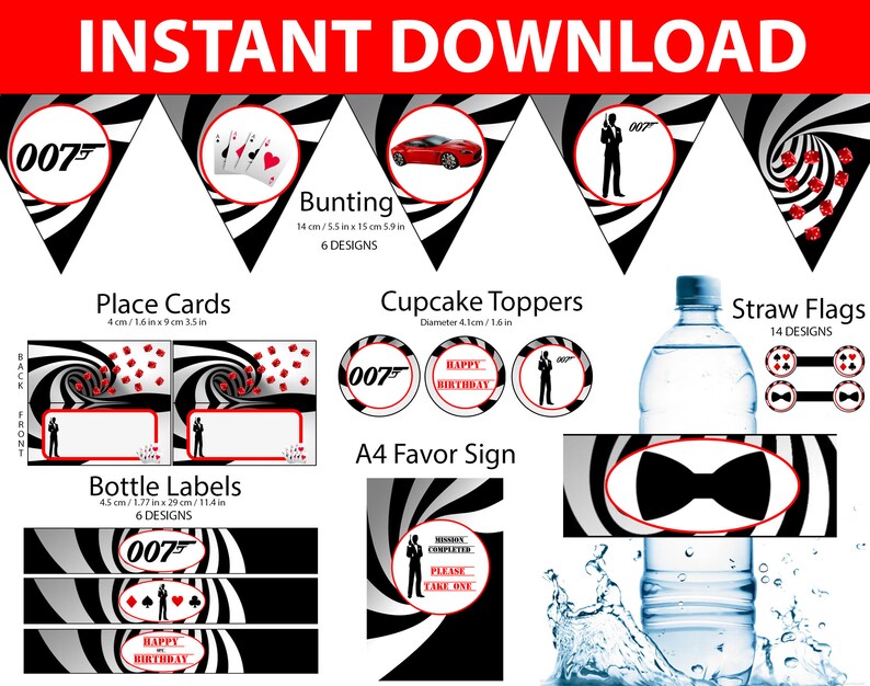 Spy James Bond Party Supplies Food Tents Cupcake Toppers Etsy