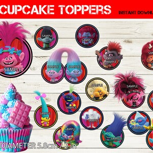 Trolls Inspired Cupcake Toppers Printable Trolls Decor Trolls Party ...