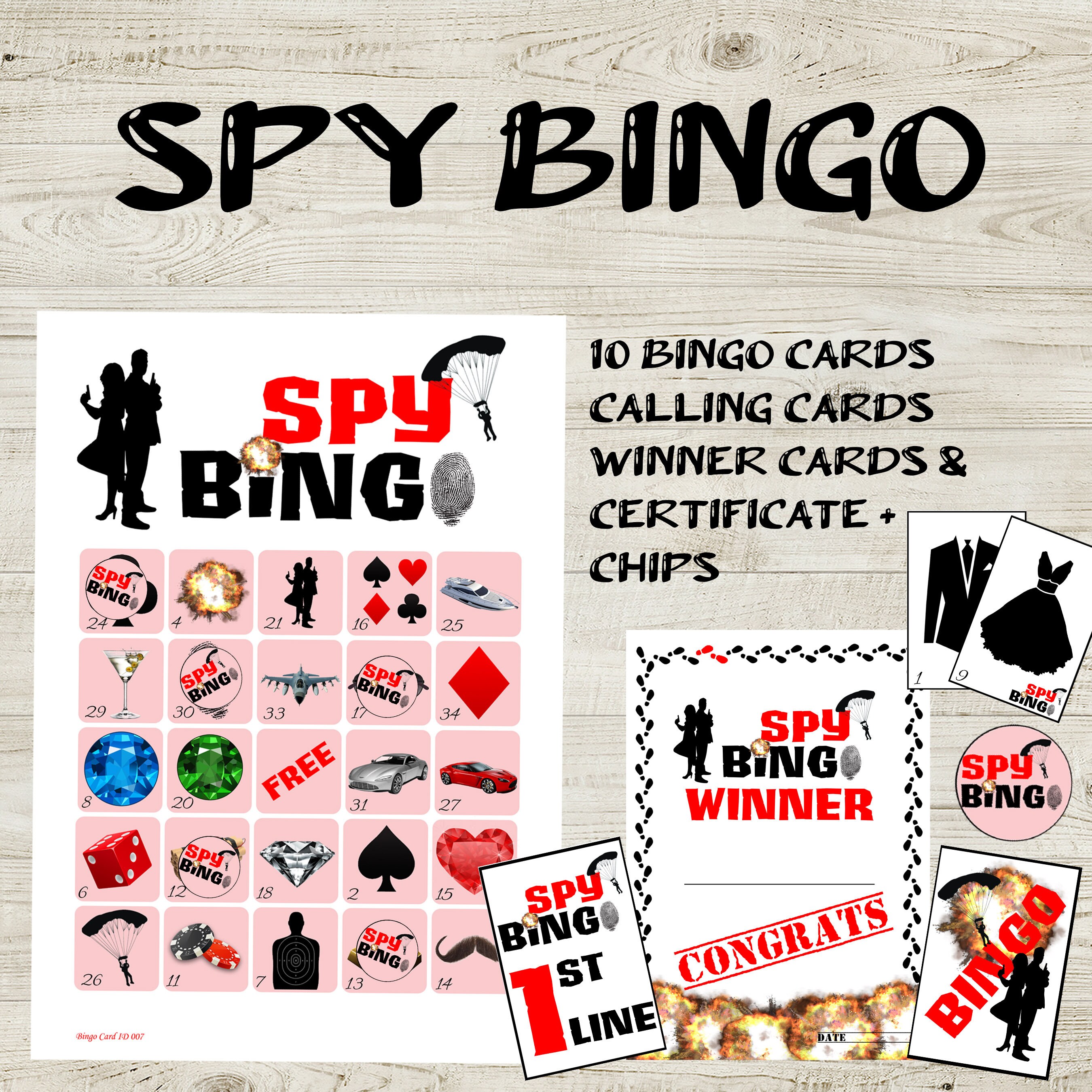 10 Card Spy James Bond Bingo Spy Printable Bingo Secret Etsy UK
