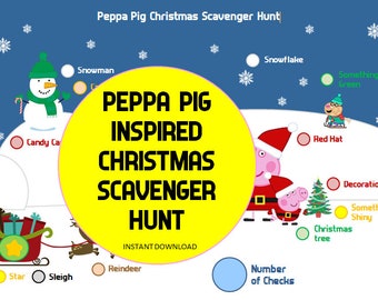 Peppa Pig Inspired Scavenger Hunt - Peppa Pig Christmas Scavenger Hunt - Christmas Scavenger Hunt for kids - Peppa Christmas winter game