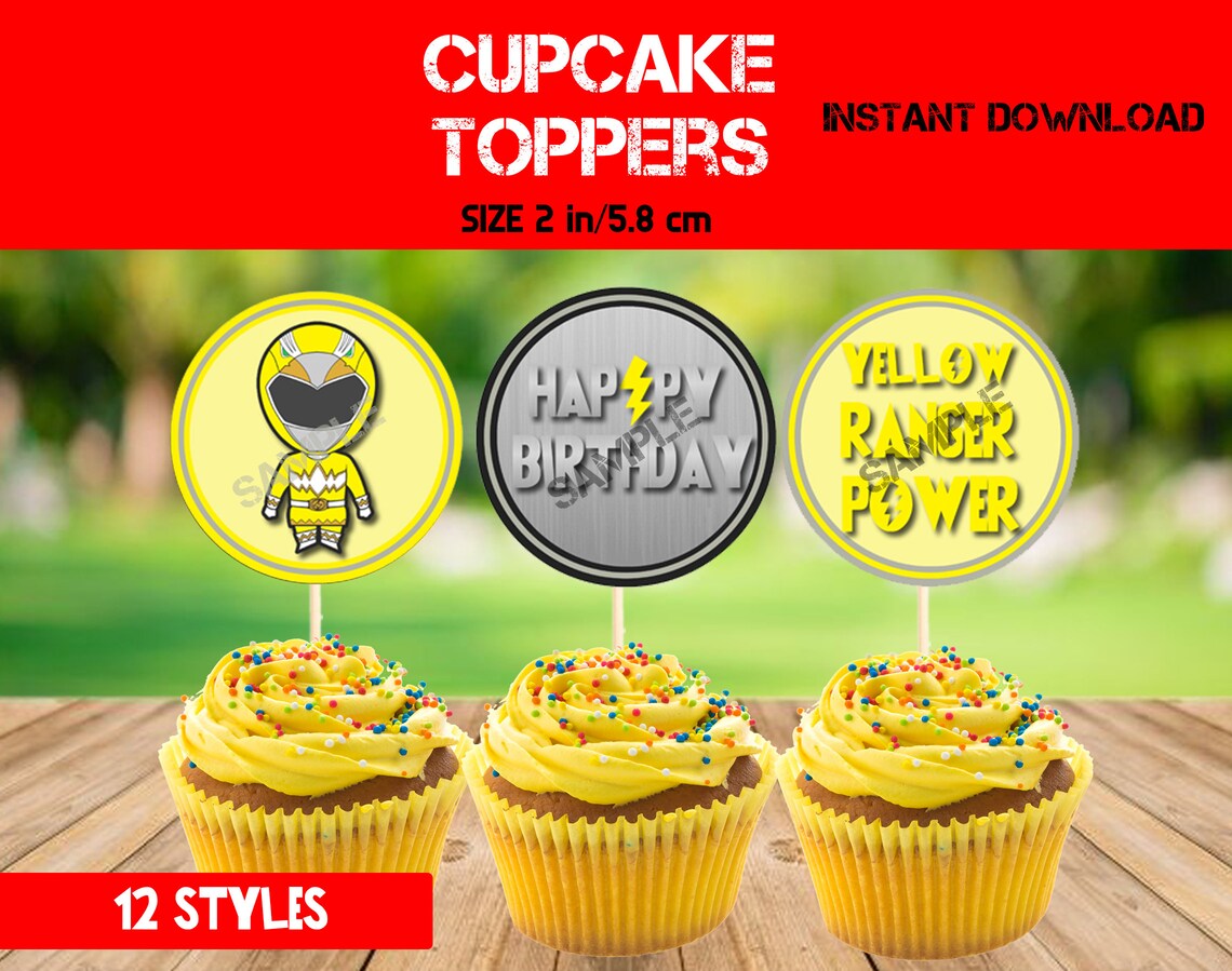 Printable Power Danger Cupcake Toppers Rangers Party Cupcake Toppers