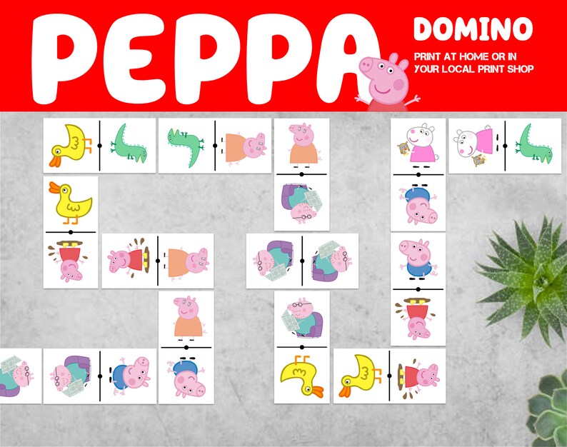 Peppa Pig Dominoes Printable Peppa Pig Domino Game Peppa Etsy
