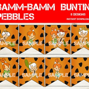 Bam-bam &amp; Pebbles Character Banner Printable Pebbles and Bam Bam Baby ...