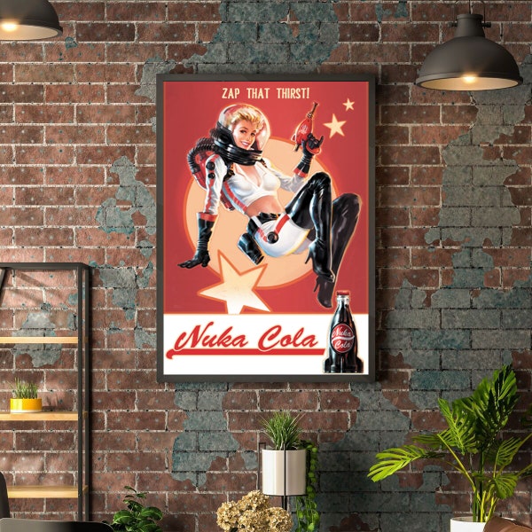 Fallout Nuka Cola Girl Poster A3 / A4 / A5 - Nuka Cola Poster - Digital Download File only - Printable Fallout Poster Livingroom Decoration