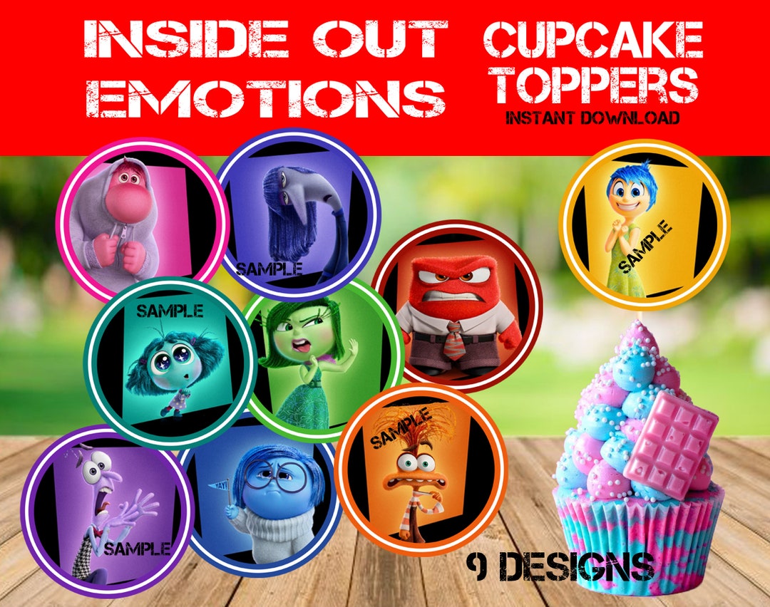 Inside Out 2 Cupcake Toppers Inside Out Party Cupcake Toppers Inside ...