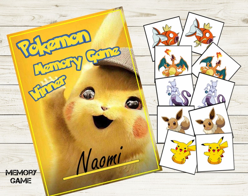 Pokemon Memory Game Pokemon Matching Pair Game Printable Etsy