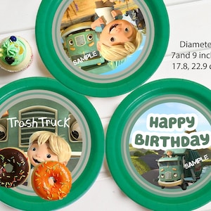 Trash Truck Inspired Plate Inserts - Trash Truck Plates - Trash Truck Birthday Plate decor - Trash Truck decor - Giant Jack Party Plates