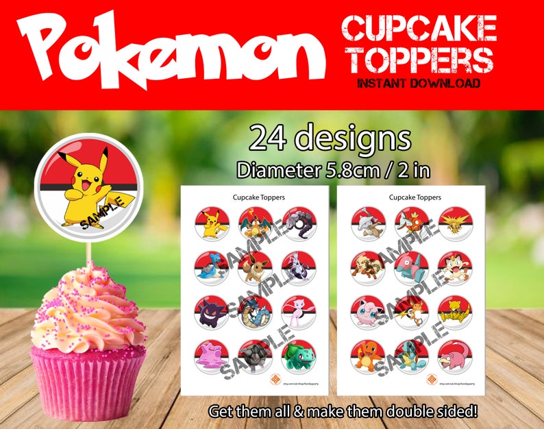 Pokemon Characters Cupcake Toppers Pokemon Party Decoration Etsy UK