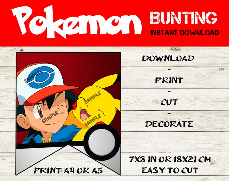Pokemon Character Banner Printable Pokemon Party Bunting Pokemon Party ...