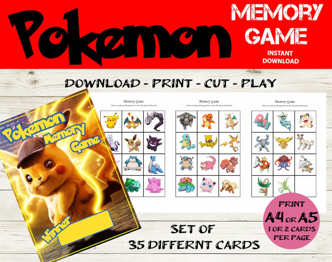 Pokemon Memory Game Pokemon Matching Pair Game Printable Pokemon Game