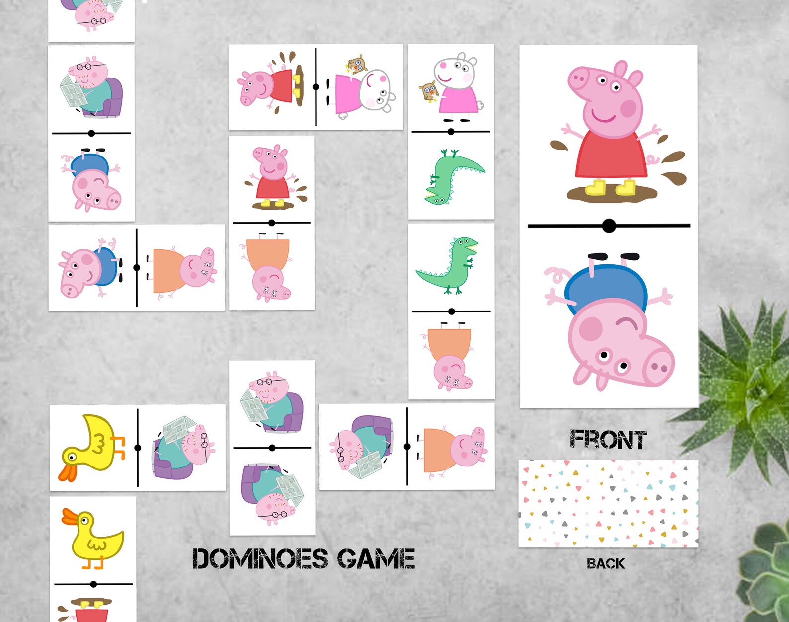 Peppa Pig Dominoes Printable Peppa Pig Domino Game Peppa Etsy
