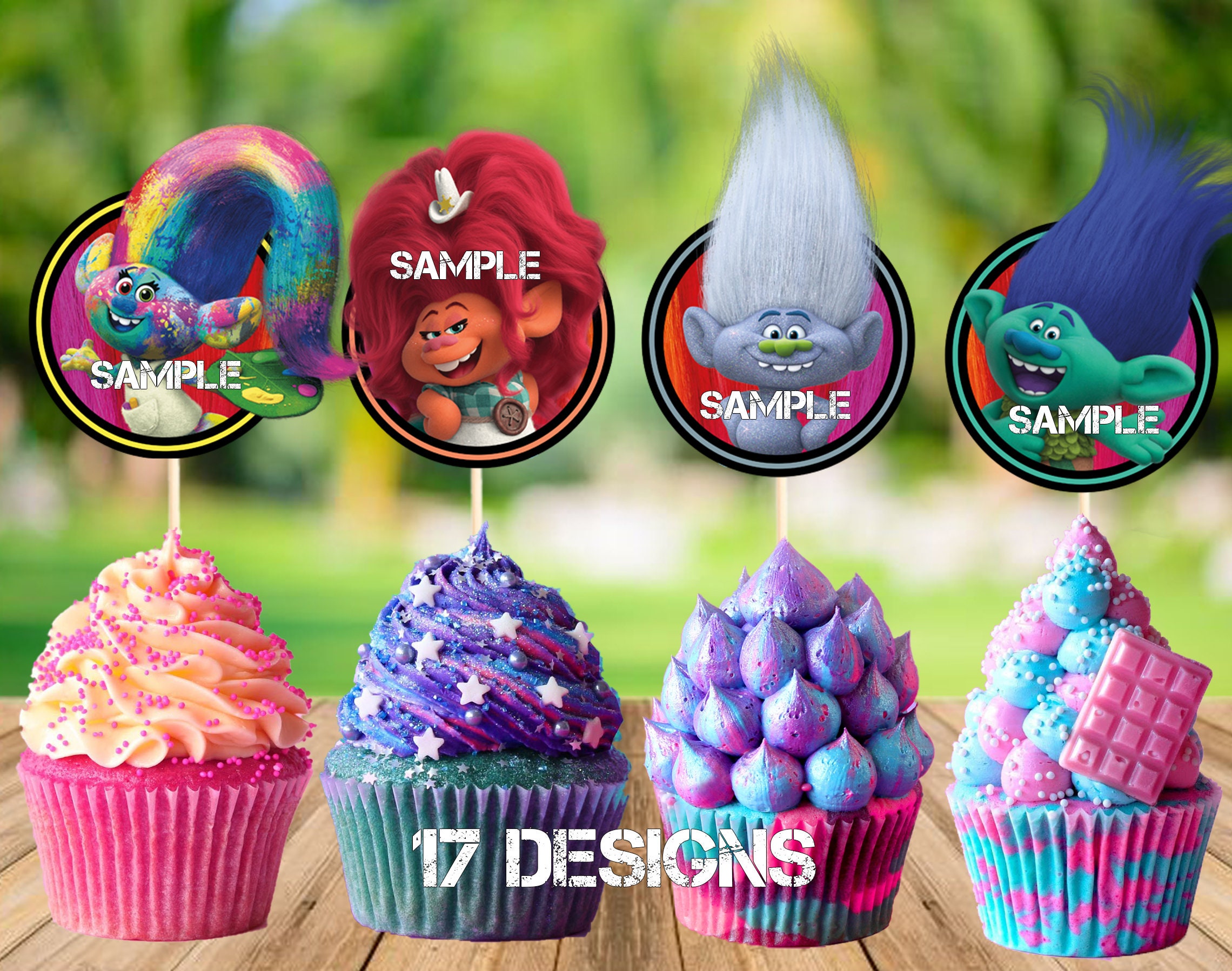 Trolls Inspired Cupcake Toppers Printable Trolls Decor - Etsy