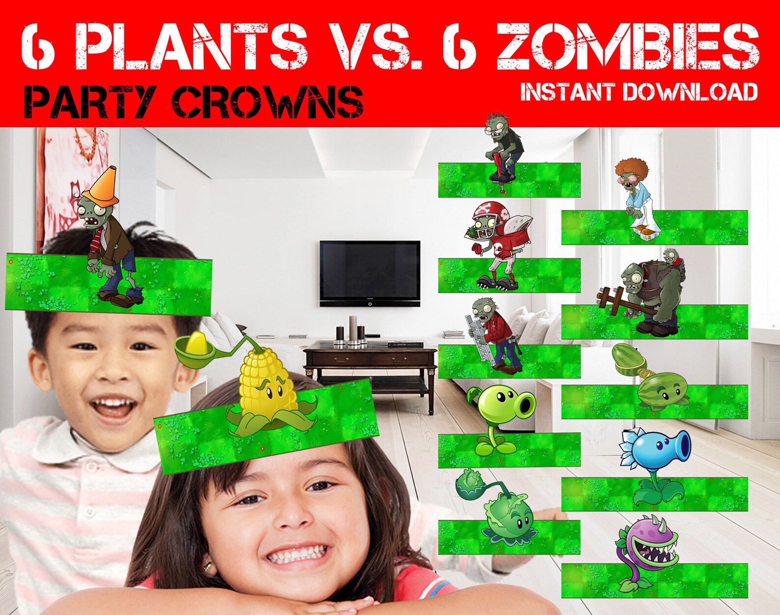 Plants Vs Zombies Party Headbands Plants Vs Zombies Party Crowns Plants Vs Zombies Party Hats ...