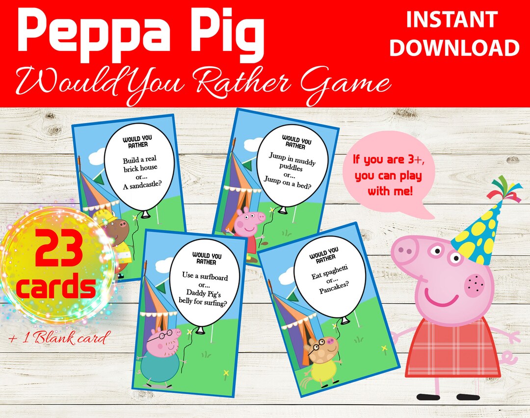 Would You Rather Peppa Pig Game Peppa Pig Party Game Peppa Pig Birthday
