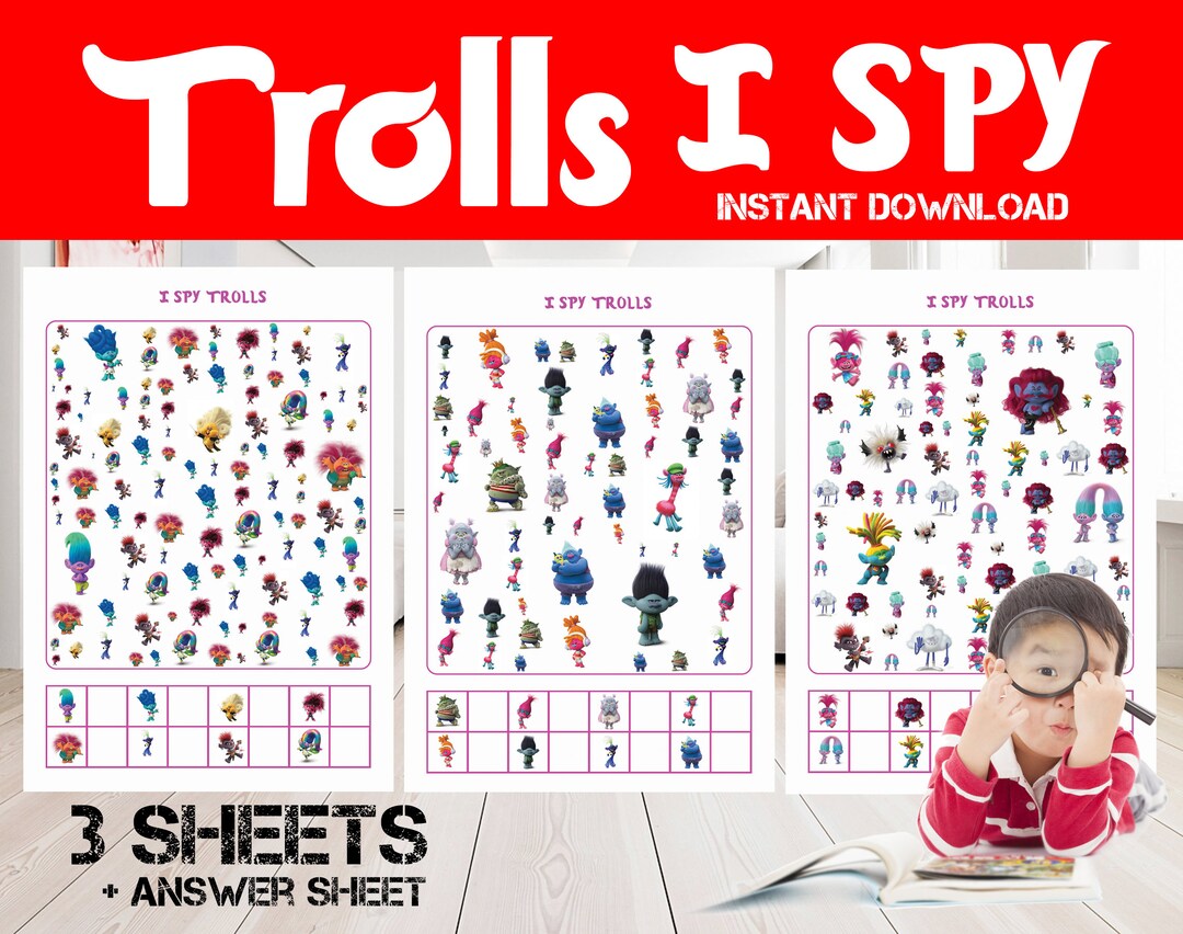 Trolls I Spy Game Trolls World Tour I Spy Game Printable Trolls Game ...