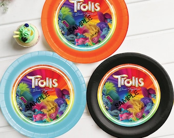 All Trolls Band Together Inspired Plate Inserts - Printable Trolls decor - Trolls Party - Trolls Birthday Paper Plates Inserts - Trolls Band