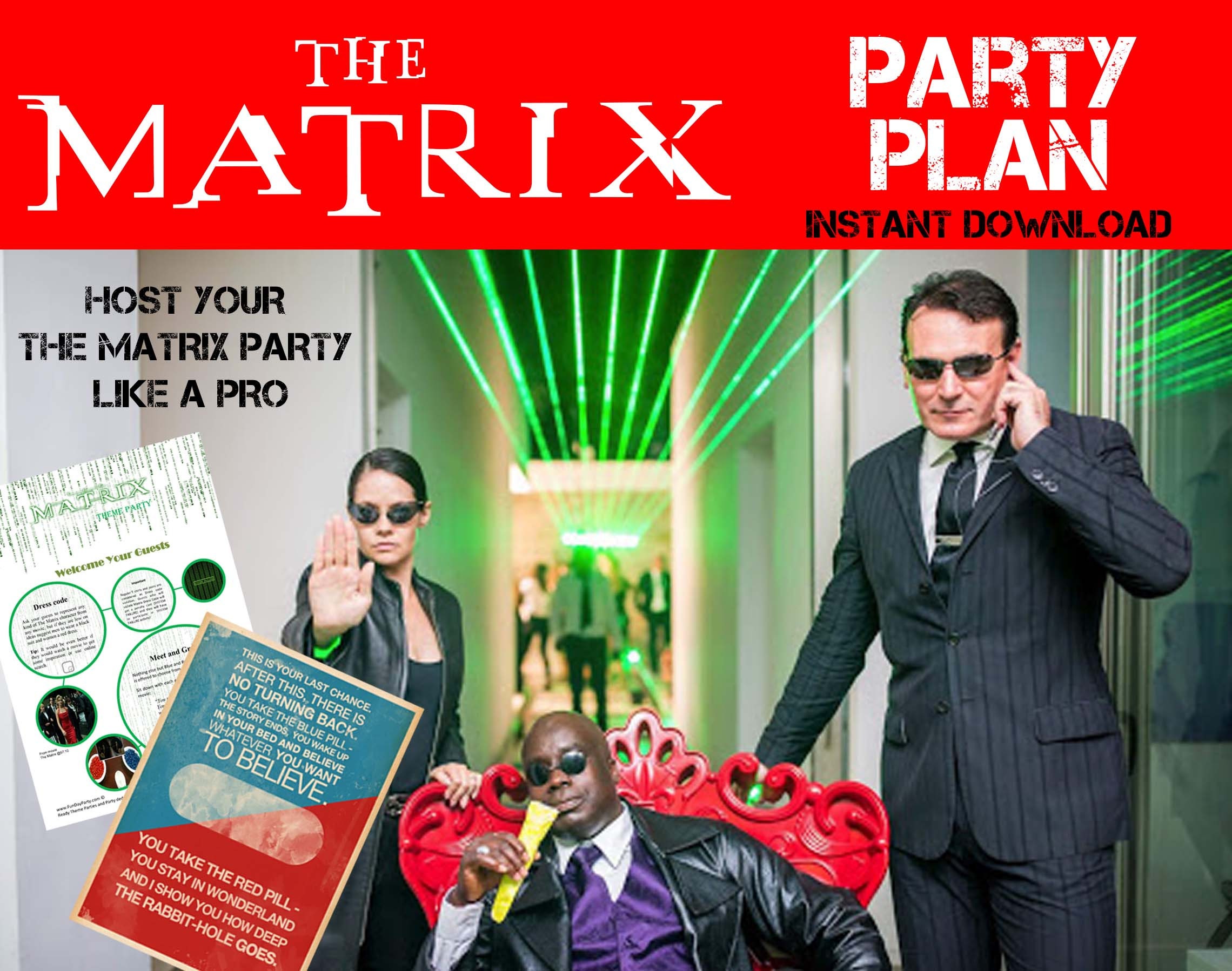 Personalized Matrix Party Themed Backdrop Decor – Hashtag Cutouts