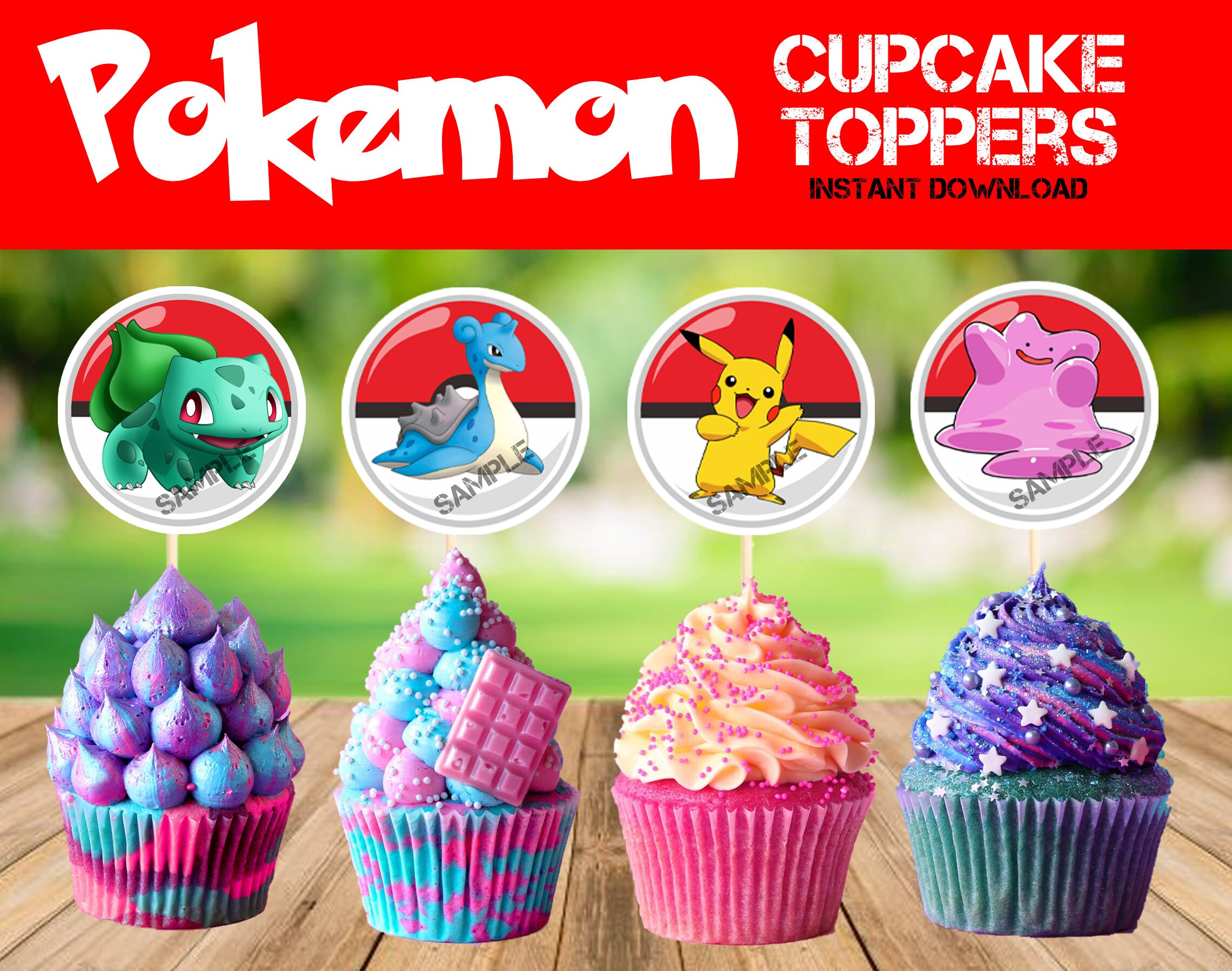 Pokemon Characters Cupcake Toppers Pokemon Party Decoration Etsy UK