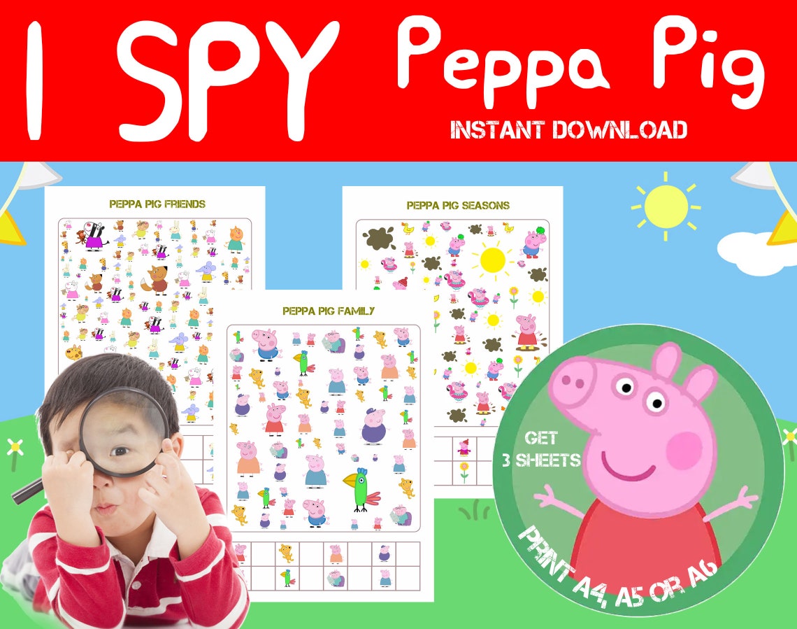 Peppa Pig I Spy Game Printable Peppa Pig Game Peppa Pig Etsy UK