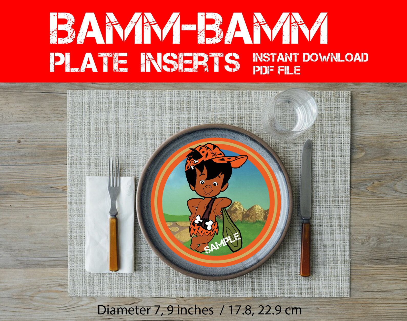 African American Bamm-bamm Plate Inserts Printable Bam Bam - Etsy