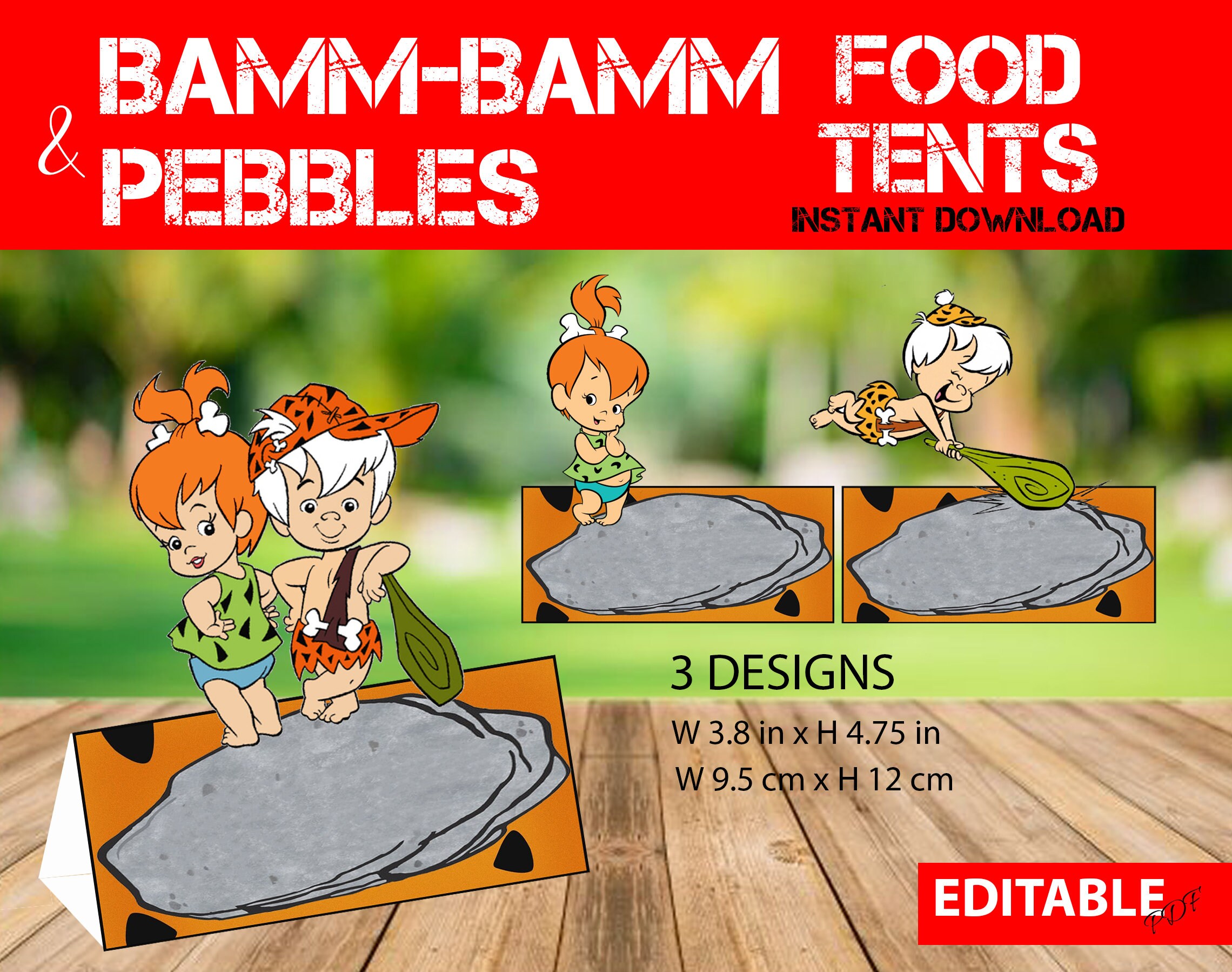 Editable Bamm-bamm &amp; Pebbles Food Tents Printable Bam Bam - Etsy