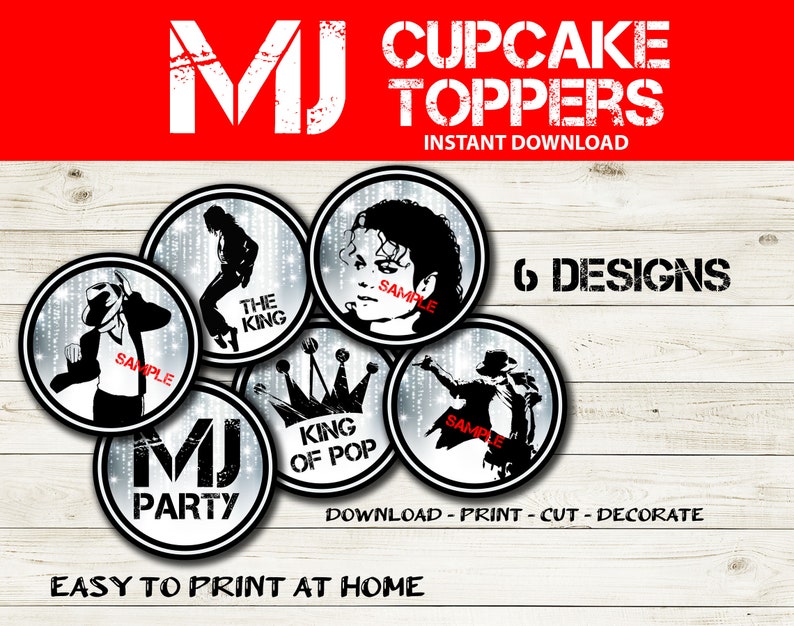 Michael Jackson Party Cupcake Toppers Michael Jackson Themed Etsy UK